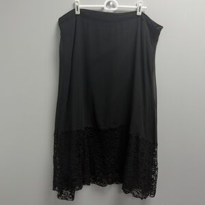 Speed Limit NYC Black Lace Hem Maxi Skirt 1X Plus Size Boho Goth Flowy